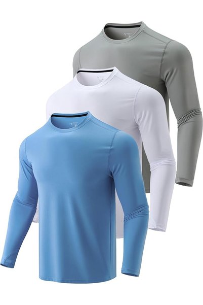 Liberty imports قمصان رياضية طويلة الأكمام للرجال مع فتحات للإبهام (عبوة من 3...