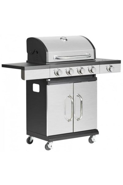 OEM Gratar gradina, grill dreptunghiular, cu gaz, 4+1 arzatoare, cu roti, cap...