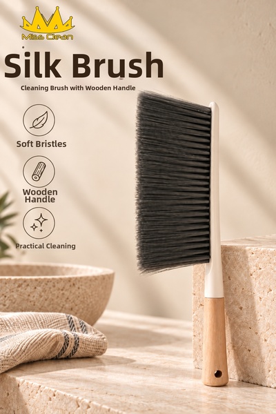 Miss Clean Silk Brush Wooden Handle Desk Sweeper – Soft Bristled Brush for Ta...