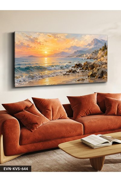 Evinemoda Oil Painting Lookalike Sunrise on the Beach One Piece Canvas - Canv...