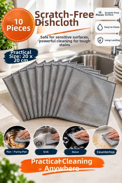 VENON 10 Pieces | |   20 X 20 Scratch-Free Dishwashing Cloths | |   Multi-Pur...