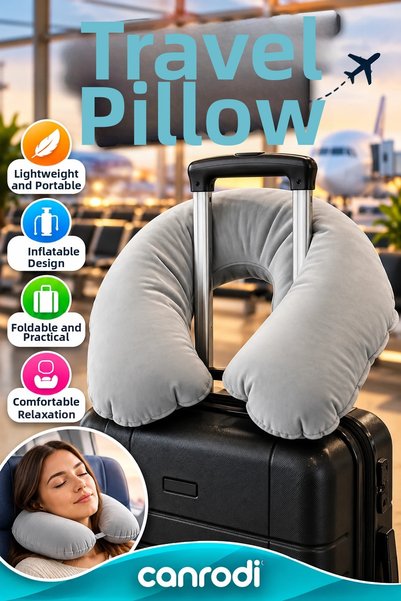 canrodi Inflatable U-Type Travel Neck Pillow – Lightweight Foldable Rest Support