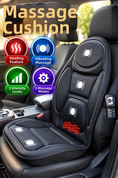 canrodi Heated Vibrating Massage Seat Cushion – 5 Modes, 3 Intensities, and R...
