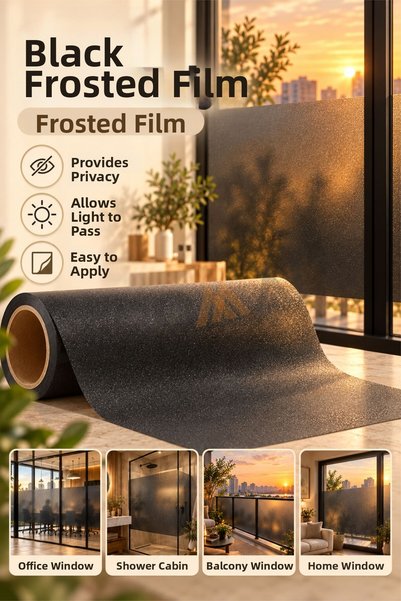 DECOMALL (Bz 2) Black Glass Sandblasting Foil Frosted Foil Self-Adhesive Offi...