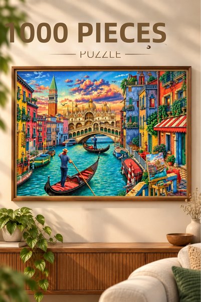 Tıfıl Toys لغز قنوات البندقية المكون من 1000 قطعة، مقاس 48 × 68 سم، لغز ممتع ...
