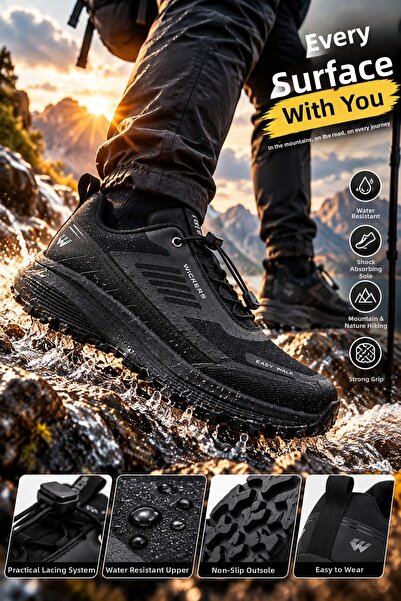 Owundays Pantofi sport de exterior pentru bărbați Wickers Easy Walk Black – c...
