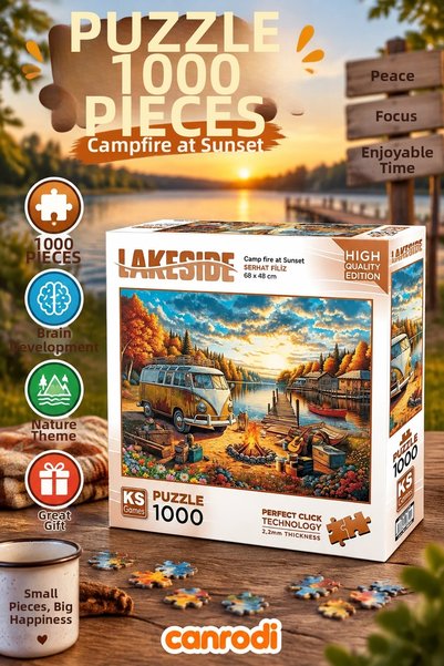 canrodi 20810 Puzzle 1000 Vos Vos Camp Fire St Sunset