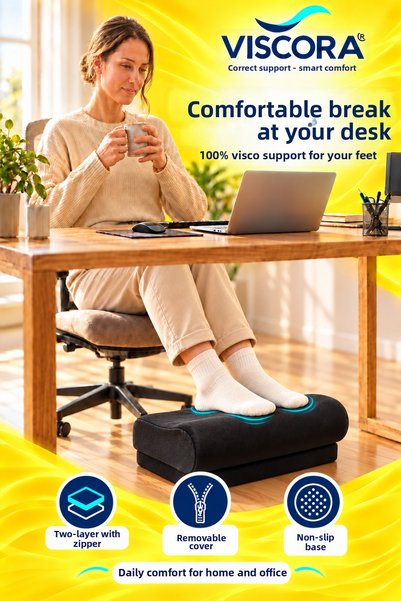VISCORA Foot Support Pad – Visco Two-Layer Non-Slip Foot Cushion for under Desk, Office and Home