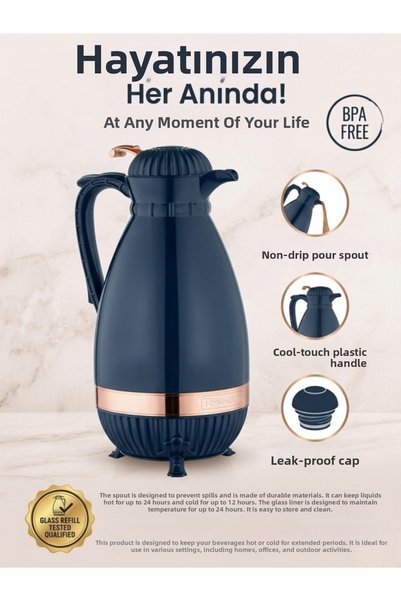 Penguen Png-7005 1.5 Lt Saray Glass Thermos Black