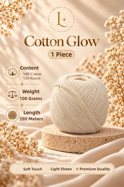 Lemuria Studio Cotton Glow Cotton Rayon Blended Light Shiny Knitting Yarn 100...