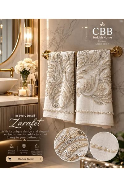 Ceki Home 2 Pieces Sequined Beaded Dowry Set with Stylish Embroidery