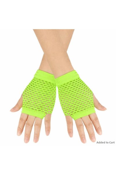 ZERO LAND Spt-Gld 80S 90S Retro Neon Green Mesh Fingerless Short Gloves (1919...