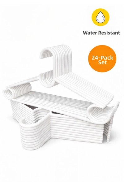 LUXQEN 24Pcs Clothes Hanger Plastic Hanger White Durable Clothing Hanger