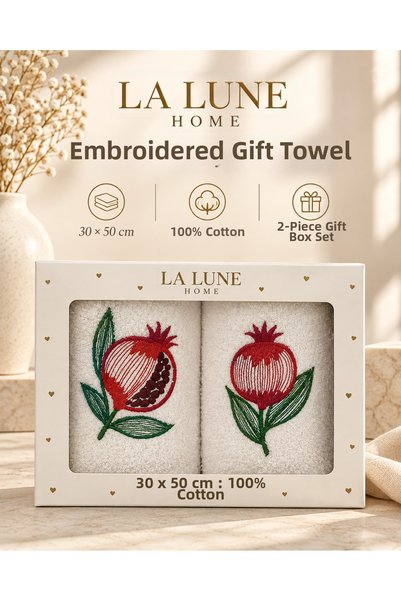 la lune home Pomegranate Embroidered 2-Piece Boxed Gift Hand Towel Set 30×50 ...