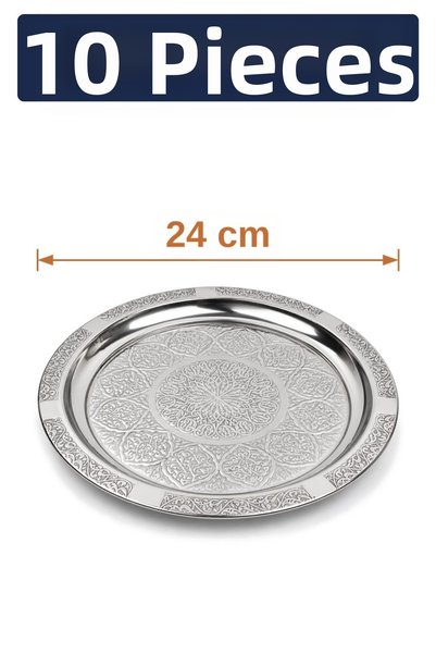 Binbir Trend 24 cm Authentic Patterned Chrome Steel Kebab, Grill, Appetizer, ...