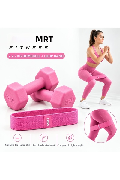 Mrt Sports 2 X 2 kg Pink Dumbell + Pink Loop Band
