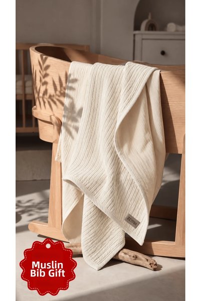 ZEYPBA Double-Sided Muslin Knitwear Baby Blanket 85X105 cm Cotton Knitted New...