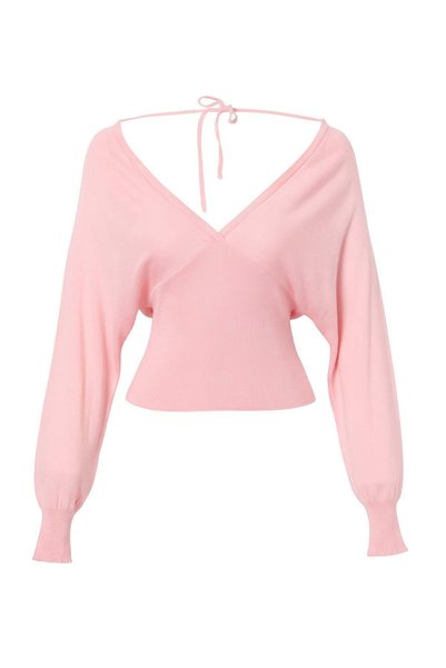 Trendyol Kollektion Hellrosa Bluzan Strickpullover mit V-Ausschnitt TWOAW27KZ...