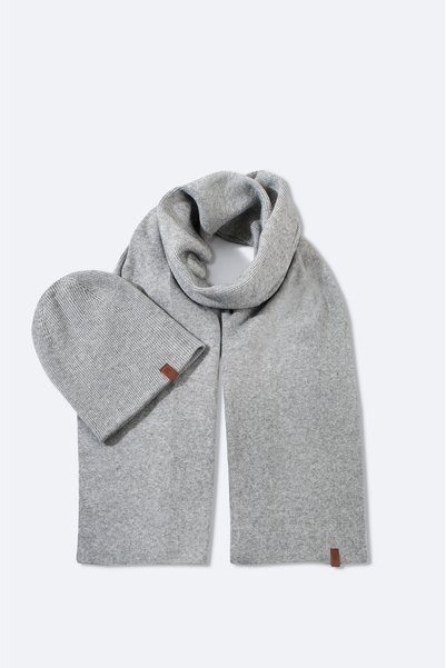 Avva Men's Gray Basic Knitwear Scarf Beanie Set A42Y9223