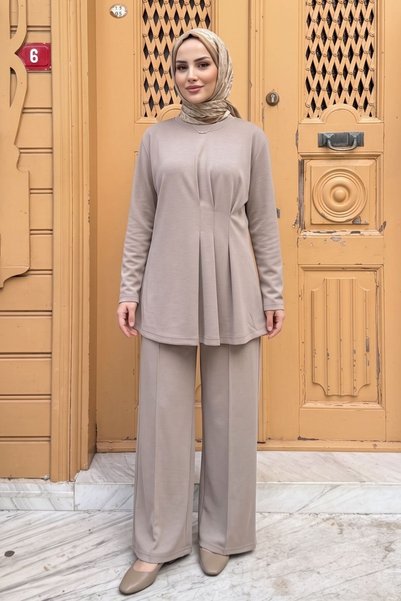 Generic Brand Front Three Deep Pleated Suit - Mink