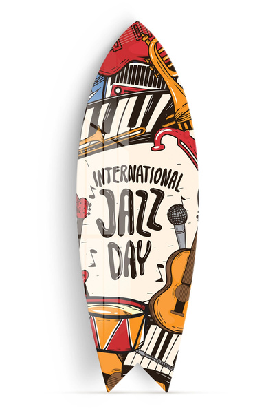 Decovetro ST 4009 Jazz Festivali Dekoratif Cam Sörf Tahtası 33x100 Cm