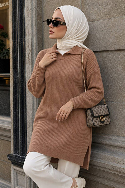 N.S NEVA STYLE Biscuit Hijab Knitwear Sweater 10921Bs