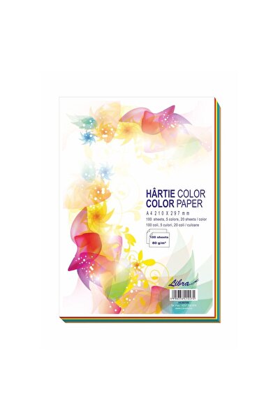 Libra Hartie color MIX A4 80gr set 100 HC80100
