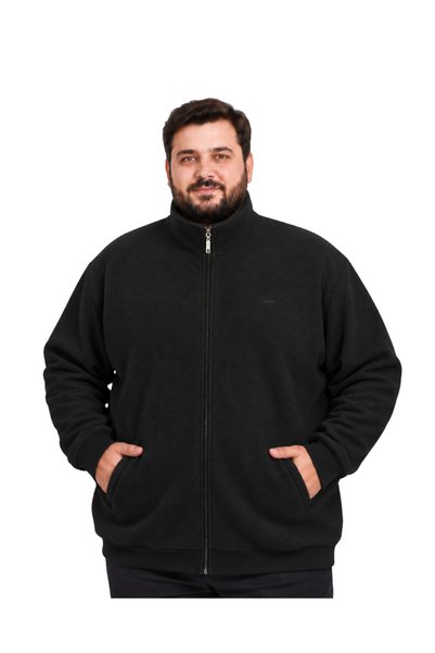 BattalModa Ανδρική ζακέτα μεγάλου μεγέθους σε μαύρο χρώμα με όρθιο γιακά και ...