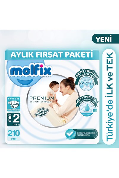 Molfix Premium Aylık Fırsat Paketi 2 Beden 210 adet