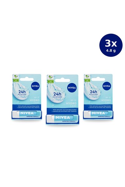 NIVEA Cremă de îngrijire a buzelor incoloră Hydro Care 4.8Gr, Hidratant 24 de...