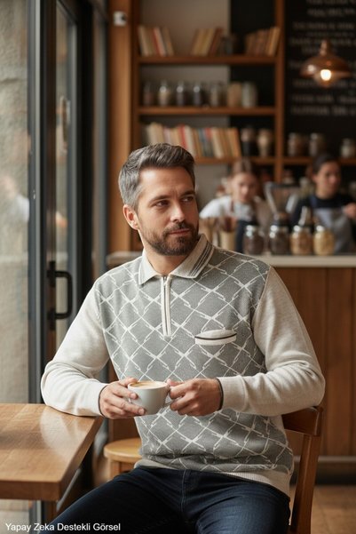 Kamalı Guler de cămașă din tricot din oțel pentru bărbați, cu buzunare, guler...