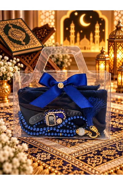 LenaToptan 1 Piece of Dark Blue Bag-Looking Box with a Flared Cover, Pearl Pr...