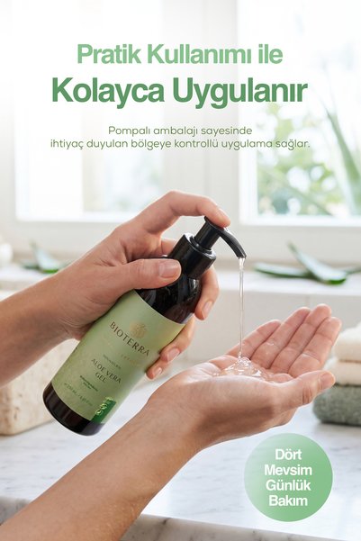 Bioterra Organik Aloe Vera Jel – Yüz, Vücut ve Saç İçin Nemlendirici 250 ml