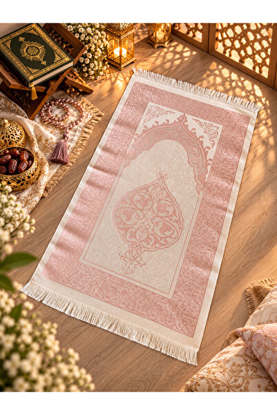 LenaToptan 1 Piece of Pink Patterned Fringed Gift Package Taffeta Ottoman Pra...