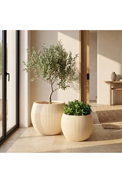 Vi Markets Elegant decorative planters featuring a beautiful vertical ribbed ...