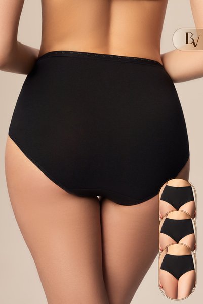 Bella Veza High Waist Women's Panties Black 3 Pieces