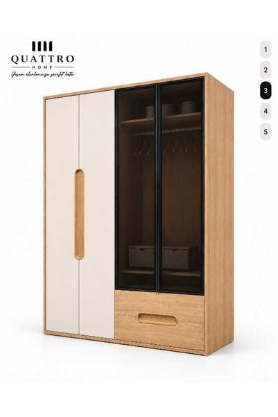 QUATTRO HOME Vega 4 Kapılı Dolap- genç odalarında düzenli, şık ve kullanışlı bir depolama alanı oluşturmak için tasarlanmış modern bir gardırop modelidir.