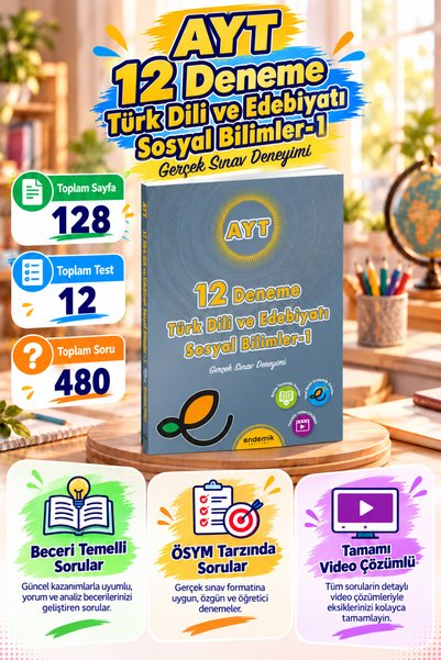 Endemik Yayınları AYT Türk Dili ve Edebiyatı 12 Deneme / Kolektif / Endemik Y...