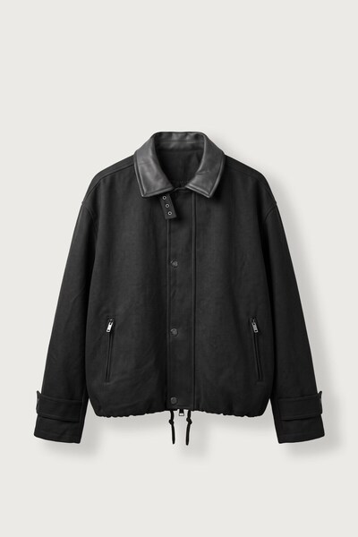 ablukaonline Men's Relax Fit Gabardine Fabric Jacket Black