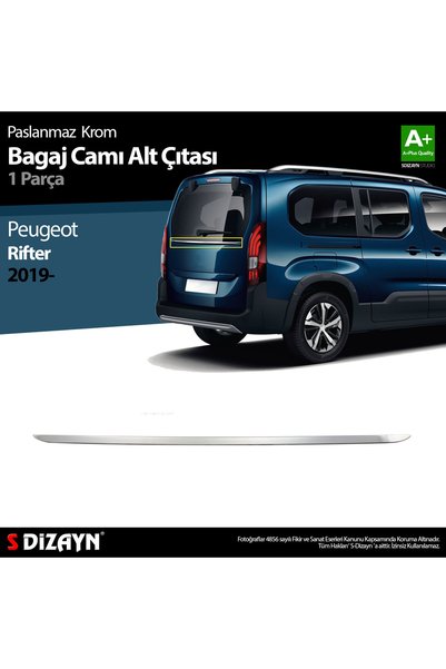 S Dizayn S-Dizayn Peugeot Rifter Krom Bagaj Camı Alt Çıtası 2019 Üzeri 6918072