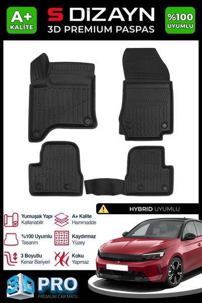S Dizayn S-Dizayn Opel Corsa F Hybrid 1.2 3D Pro Havuzlu Paspas 2025 Üzeri A+...