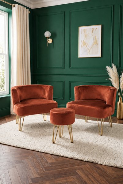 Pure Home verona 2'li çay seti berjer ve puf takımı