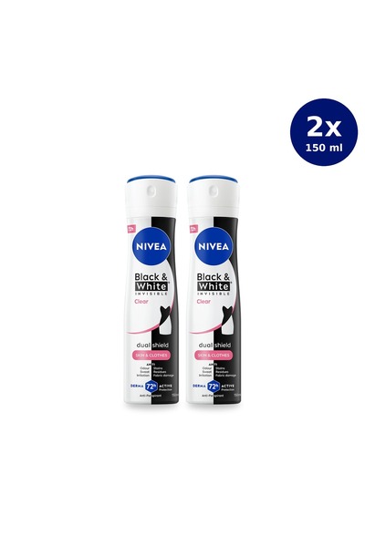 NIVEA Deodorant spray pentru femei Black&White Invisible Clear 150ml, Protecț...