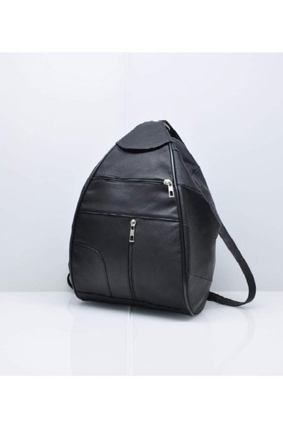 atter Women's Black Genuine Leather Backpack