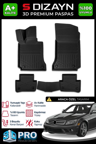 S Dizayn S-Dizayn Mercedes C Serisi W204 3D Pro Havuzlu Paspas 2007-2014 A+ K...