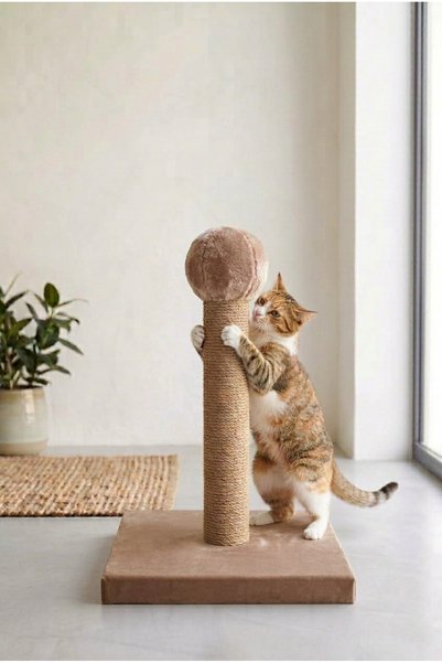 MAVİ UMAY Cat Scratching Board 40 cm Vertical Scratching Post with Jute Rope 30X30 cm