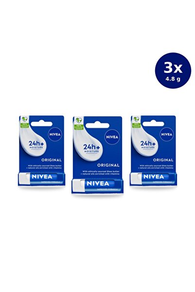 NIVEA Balsam de buze original pentru îngrijirea buzelor, 4,8 g x3