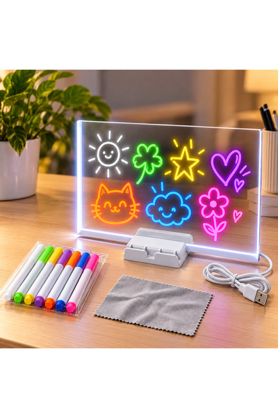 OEM Tablă acrilică luminoasă LED pentru desen și mesaje, alimentare USB, 7 ma...