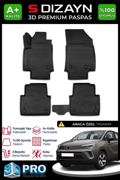 S Dizayn S-Dizayn Opel Crossland 3D Pro Havuzlu Paspas 2020 Üzeri A+ Kalite 3...