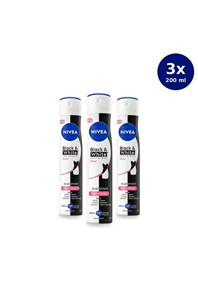 NIVEA Spray Antiperspirant Invizibil Transparent Negru & Alb 48h, 200 ml X3